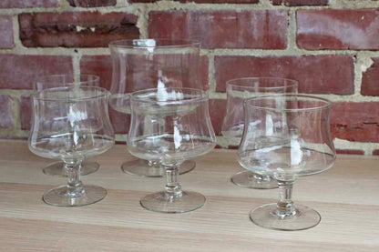 Clear Sorbet or Fruit Glasses with Large Matching Toppings Glass, Set of 6 Pieces