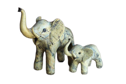 Handmade African Elephant Figurines, A Pair