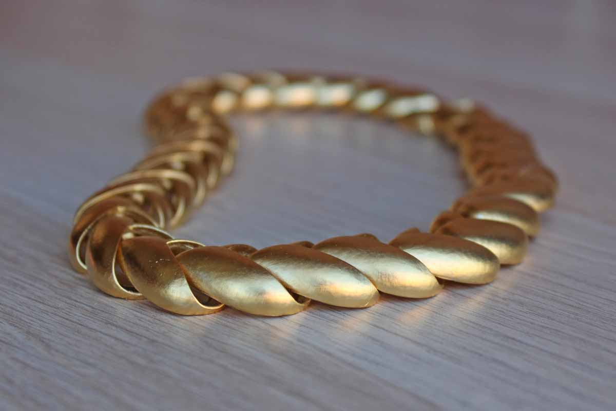 Brushed Gold Tone Large Chain Link Necklace