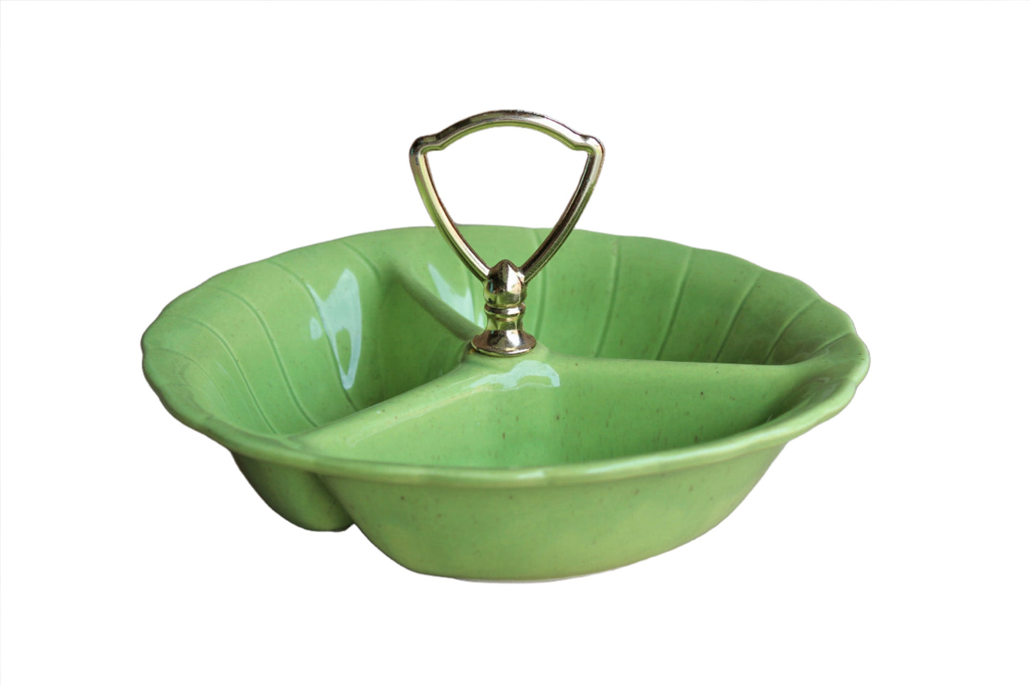 Lane & Company (Van Nuys, California, USA) Celadon Green Divided Candy or Snack Serving Dish