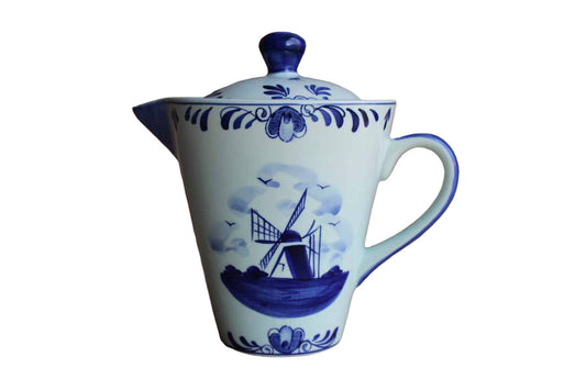 Delft's Blue (Holland) Ceramic Blue and White Handled Pouring Cup with Lid