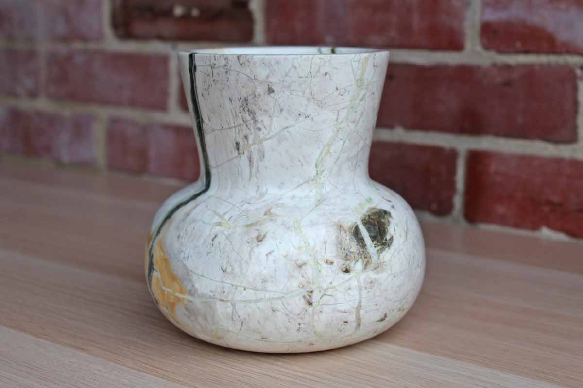 Hand Carved Gourd Shaped Stone Vase with Beautiful Striations of Color