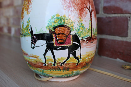 Lapithos Cyprus Hand Painted Lamp with Country Scene