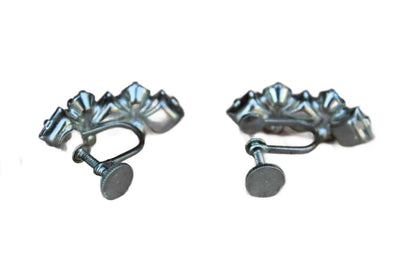 Modernist Colorful Rhinestone Non-Pierced Earrings