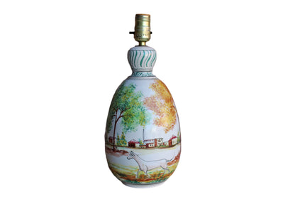 Lapithos Cyprus Hand Painted Lamp with Country Scene
