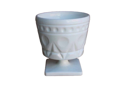 White Milk Glass Sugar Bowl with Dot and Diamond Pattern