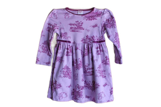 Gymboree (Made in Thailand) 2002 Purple Cotton Dress with Toile Decorations, Toddler Size 3