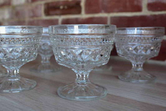 Anchor Hocking (Ohio, USA) Wexford Diamond Point Champagne or Dessert Glasses, Set of 6