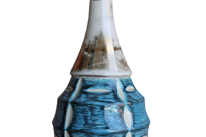 Ceramic Table Lamp with White Marquise Shapes on a Turquoise, White and Gold Base
