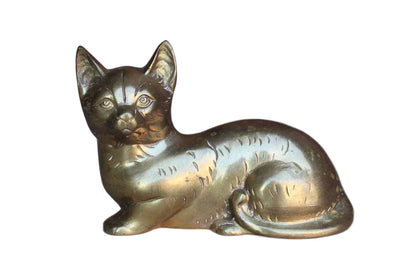 Lounging Brass Cat Figurine