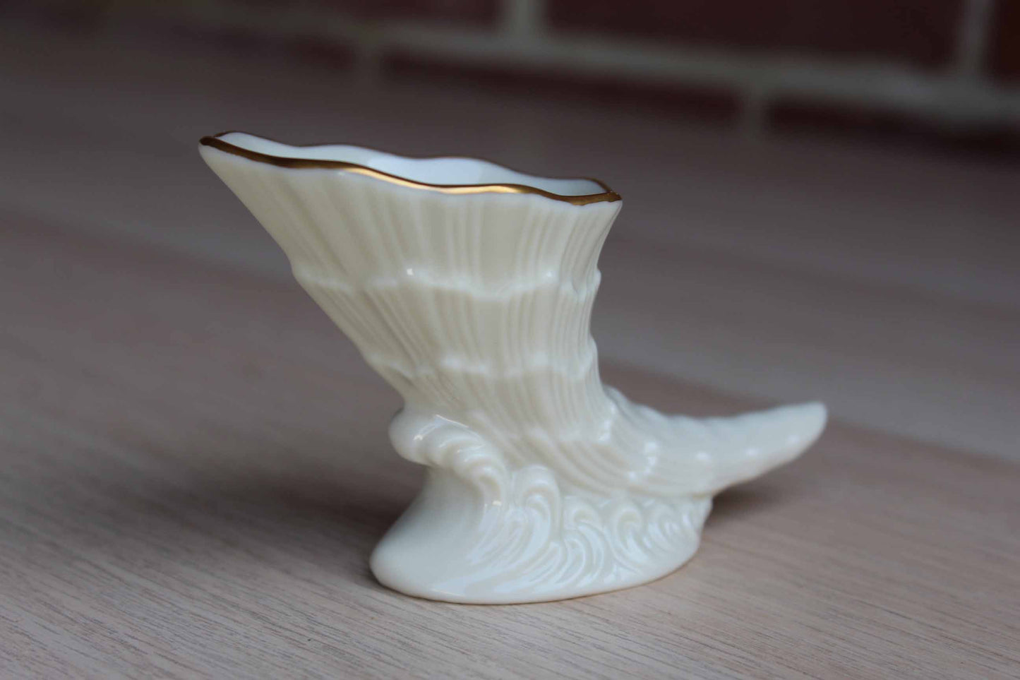 Lenox (USA) Porcelain Cornucopia with Textured Wavelike Designs
