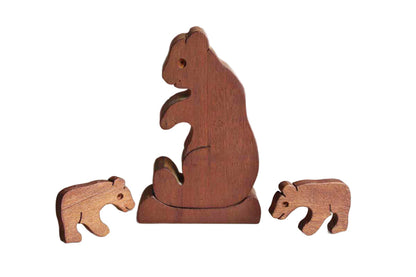 Primitive Carved Wood Bear Figurines