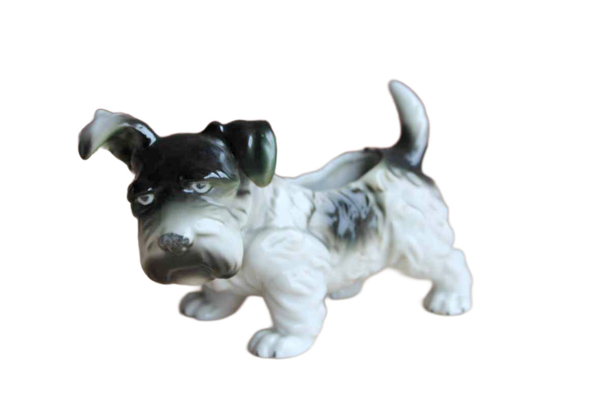 Black and Gray Terrier Planter, Made in Japan
