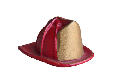 Painted Red and Gold Cast Iron Traditional Firefighters Helmet