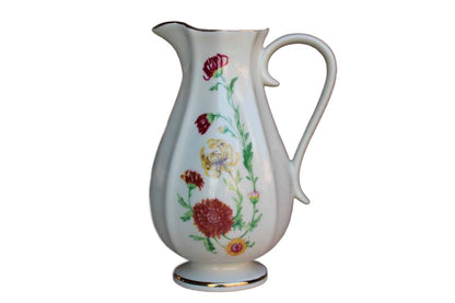 Royal Heritage China Porcelain Pitcher with Red and Yellow Flowers