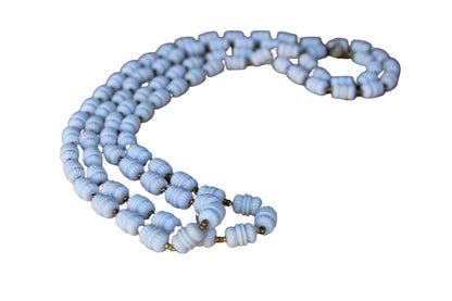 Miriam Haskell (New York, USA) White Plastic Beaded Necklace with Small Gold Bead Accents