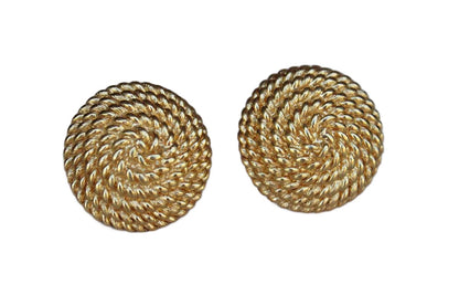 Monet (New York, USA) Gold Tone Non-Pierced Earrings with Embossed Coiled Rope Pattern