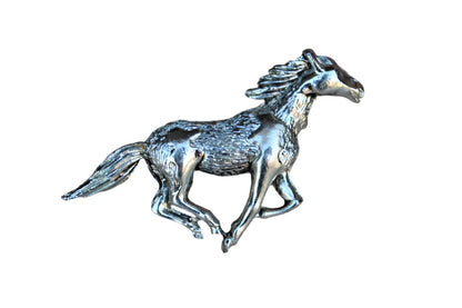 Silver Tone Galloping Horse Brooch