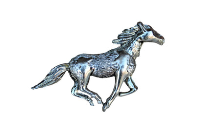 Silver Tone Galloping Horse Brooch