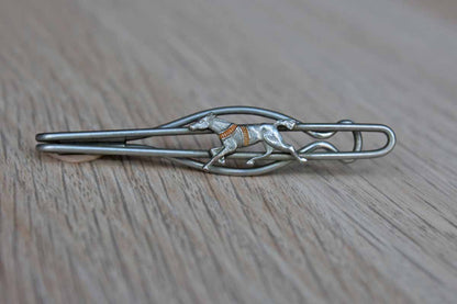 Silver Tie Clip with Racing Horse Accent