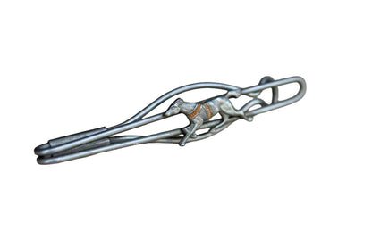 Silver Tie Clip with Racing Horse Accent