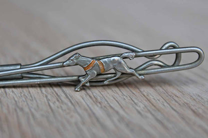 Silver Tie Clip with Racing Horse Accent
