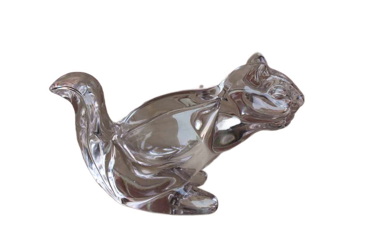 Heavy Lead Crystal Squirrel Bowl