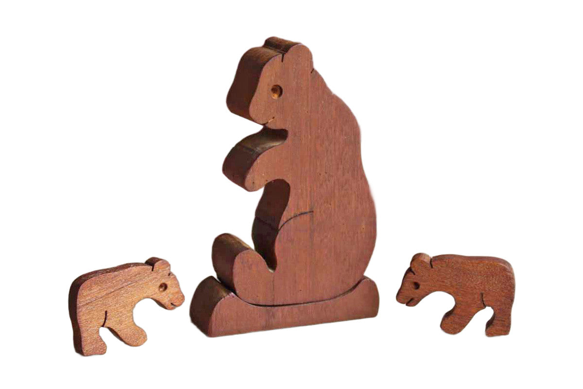 Primitive Carved Wood Bear Figurines