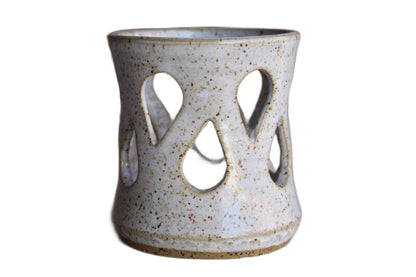 Speckled Brown Stoneware Candle Votive Holder