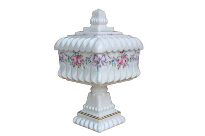 Westmoreland Glass Company (Pennsylvania, USA) Wedding Roses and Bows Milk Glass Large Bowl with Lid