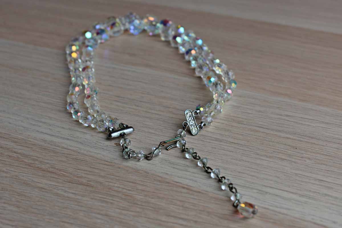 Auroral Borealis Double Strand Beaded Necklace