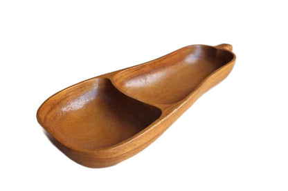 Alii Woods (Hawaii, USA) Pear Shaped Monkey Wood Divided Serving Bowl