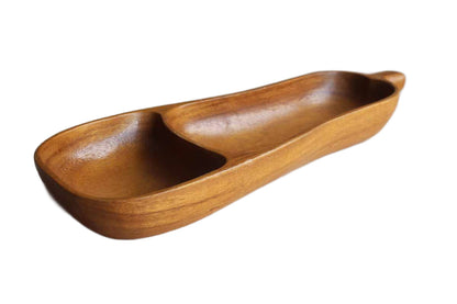 Alii Woods (Hawaii, USA) Pear Shaped Monkey Wood Divided Serving Bowl