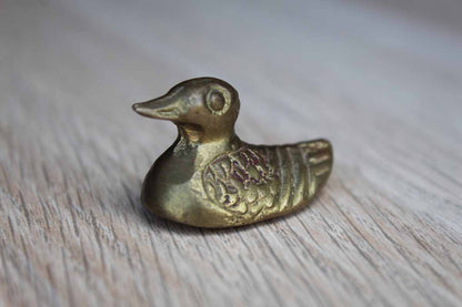 Tiny Solid Brass Duck Figurine
