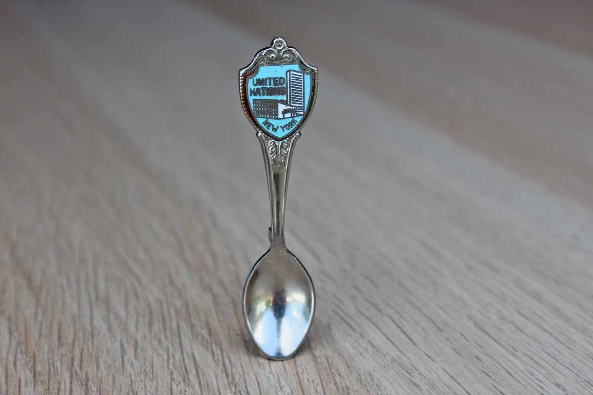 United Nations Spoon Brooch Featuring the United Nations Building
