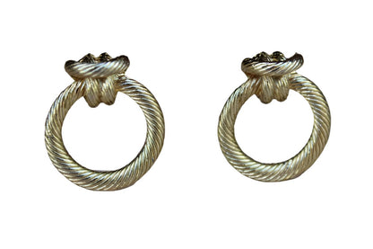 Gold Knotted Rope-Shaped and Textured Pierced Earrings