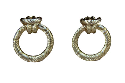 Gold Knotted Rope-Shaped and Textured Pierced Earrings