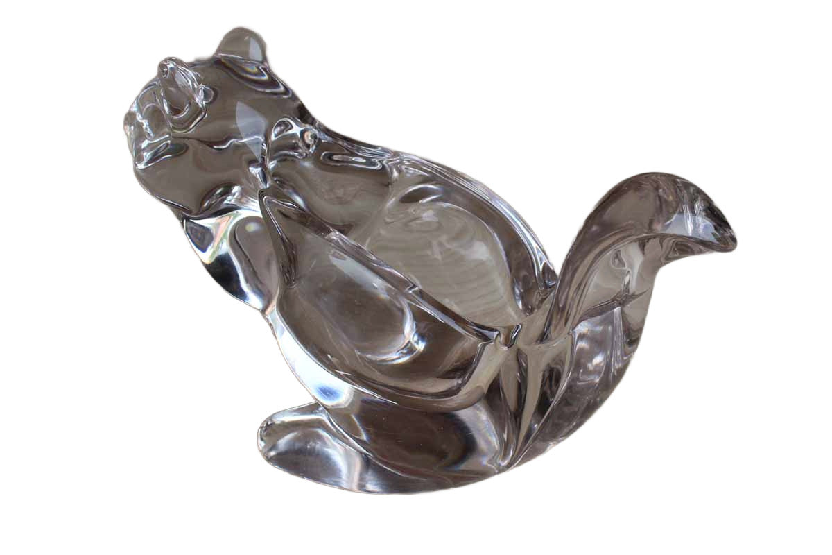 Heavy Lead Crystal Squirrel Bowl