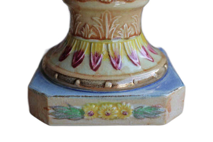 Hinode (Japan) Vibrantly Colored Urn Vases with Cherubs and Angels, A Pair