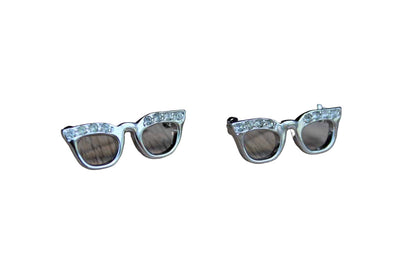 Cat Eye Glasses with Silver Rhinestones Scatter Pins, A Pair