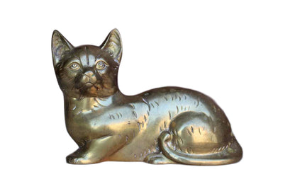 Lounging Brass Cat Figurine