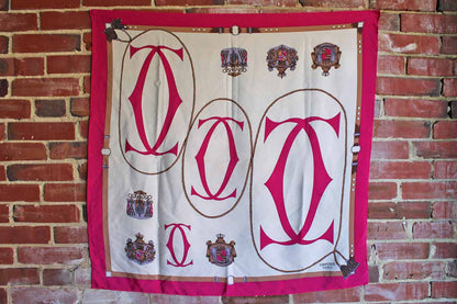 Cartier (Paris) 100% Silk Scarf Decorated with Ropes and Tassels and Cartier Logo