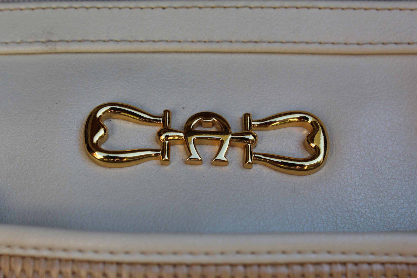 Etienne Aigner (New York, USA) Cream Leather and Straw Handbag