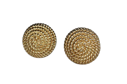 Monet (New York, USA) Gold Tone Non-Pierced Earrings with Embossed Coiled Rope Pattern