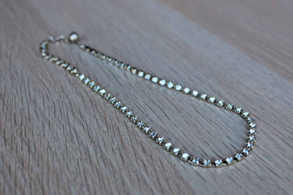 Single Strand Square Faceted Rhinestone Choker Necklace