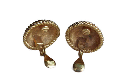 Monet (New York, USA) Gold Tone Non-Pierced Earrings with Embossed Coiled Rope Pattern