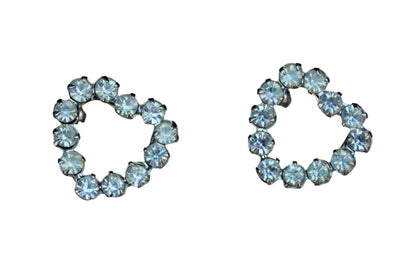 Heart Shaped Silver Rhinestone Scatter Pins, A Pair