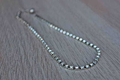 Single Strand Square Faceted Rhinestone Choker Necklace