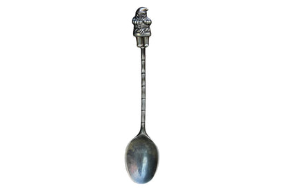 Silver-Plated Sugar Spoon with Santa Claus Finial and Aged Patina
