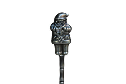 Silver-Plated Sugar Spoon with Santa Claus Finial and Aged Patina